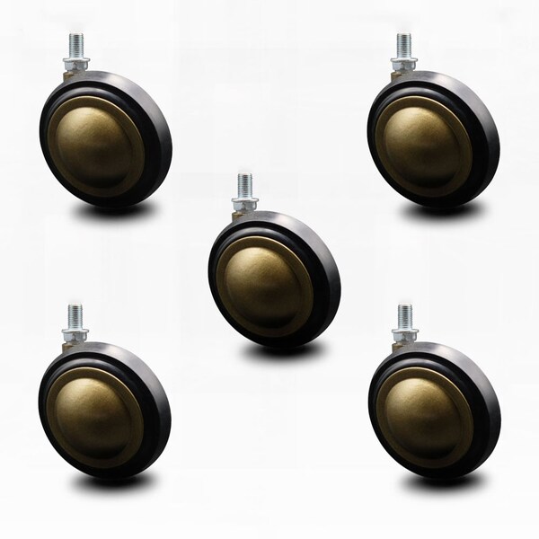 3 Inch Antique Soft Tread Ball Caster  3/8 Inch Threaded Stem, 5PK